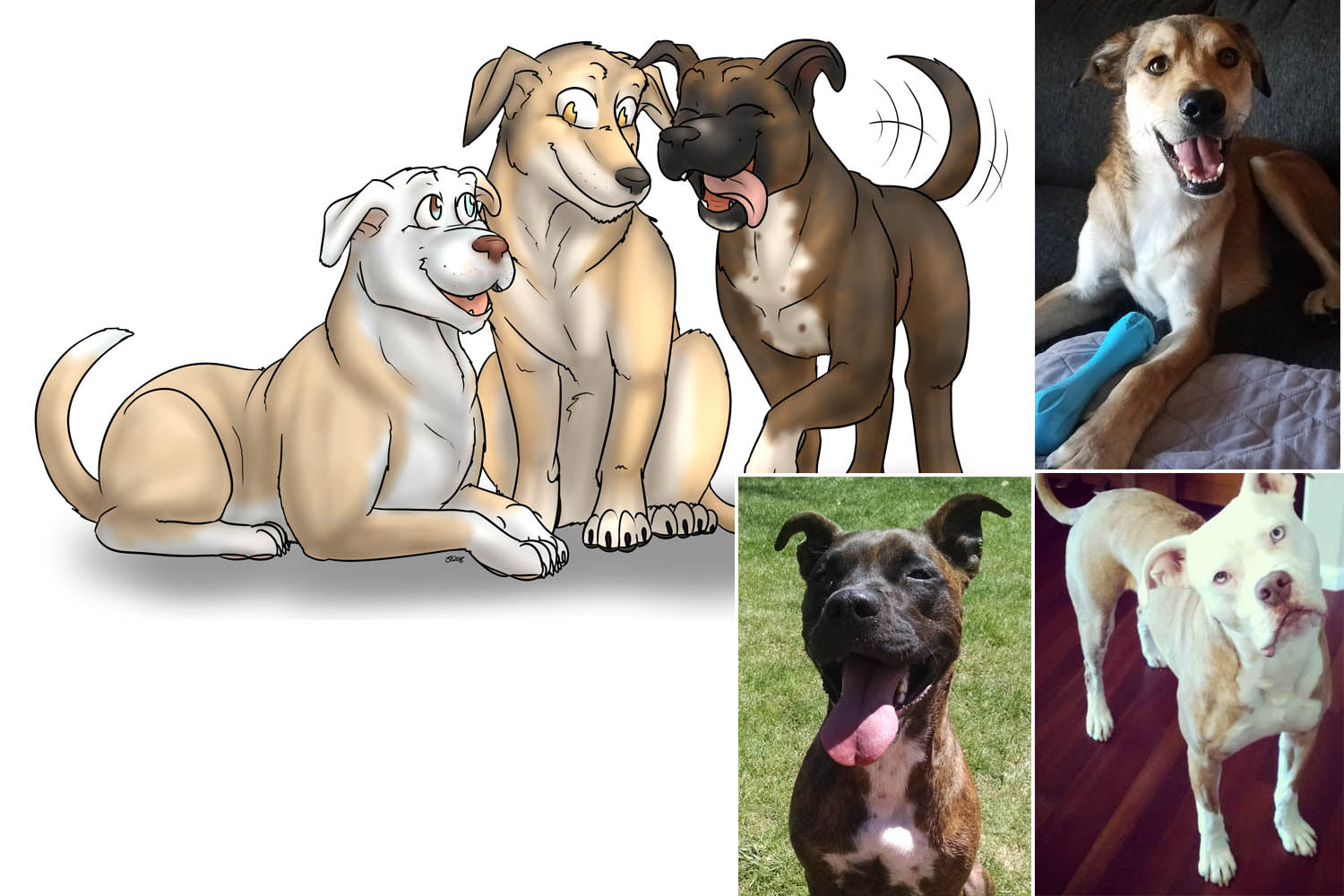 Custom Pet Portrait - Cool Gift For Animal Lovers - Cartoon Caricature Dog Cat Horse Rabbit - Hand drawn from photos - Make Me A Comic Ltd