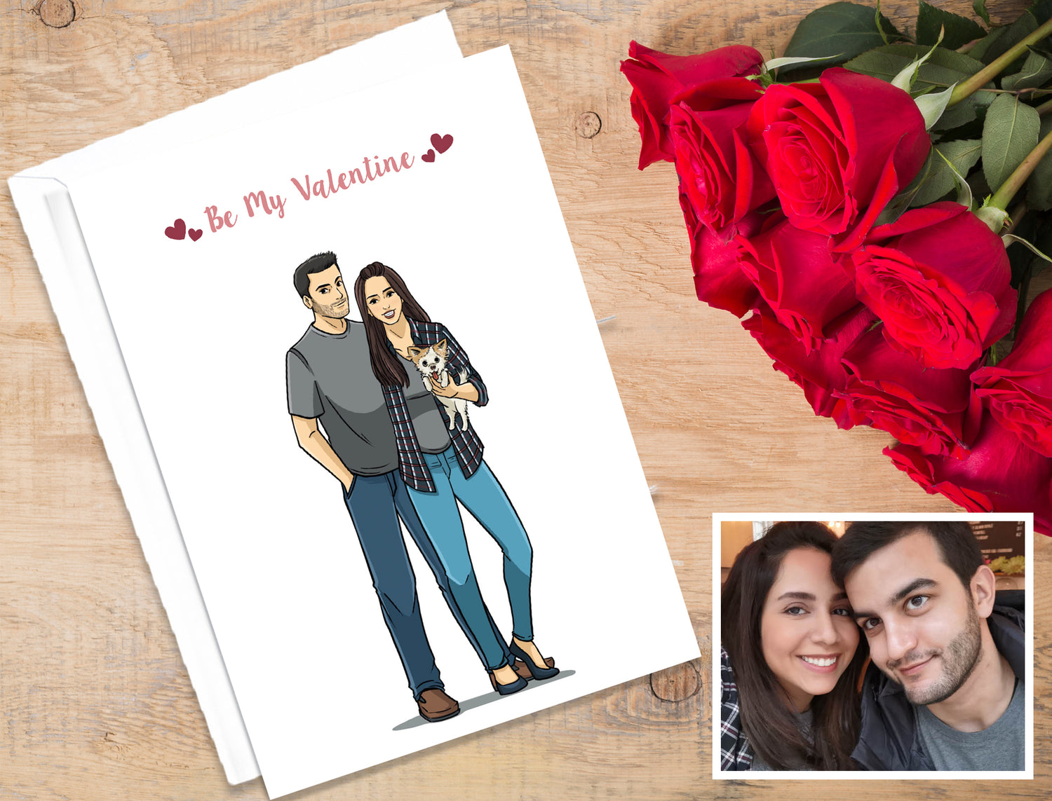 Custom Valentines Portrait - Couple In Love Cartoon Drawing - Drawn from Photos - Make Me A Comic Ltd