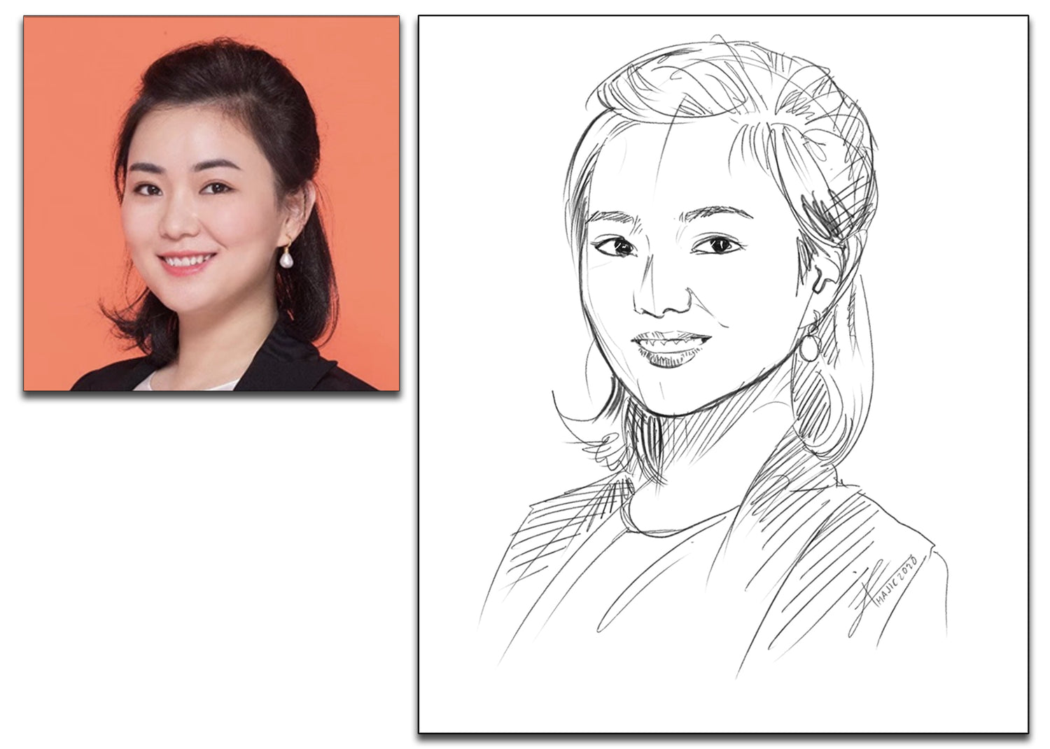 Hand Drawn Digital People Portrait Sketch - Custom Made Caricature Drawing From Photo - Make Me A Comic Ltd
