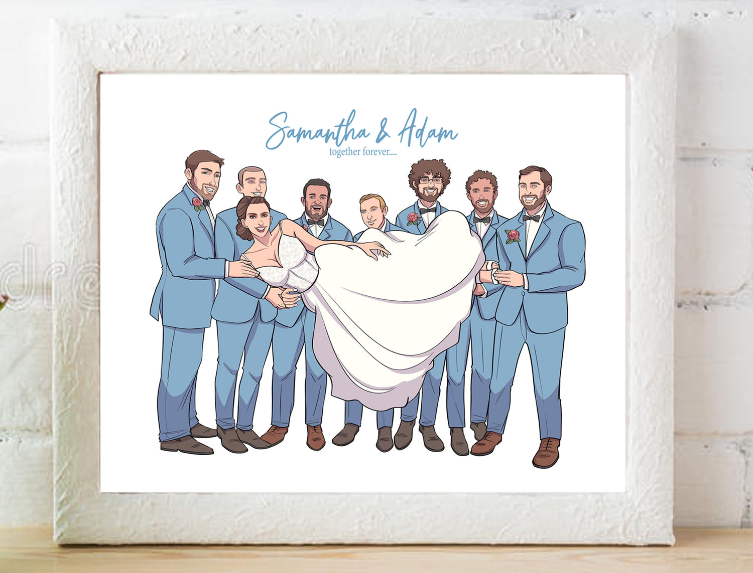 Custom Bridal Party Wedding Portrait - Bride And Groom Cartoon - Bridemaid Groomsmen Gift - Wedding Favor - Make Me A Comic Ltd