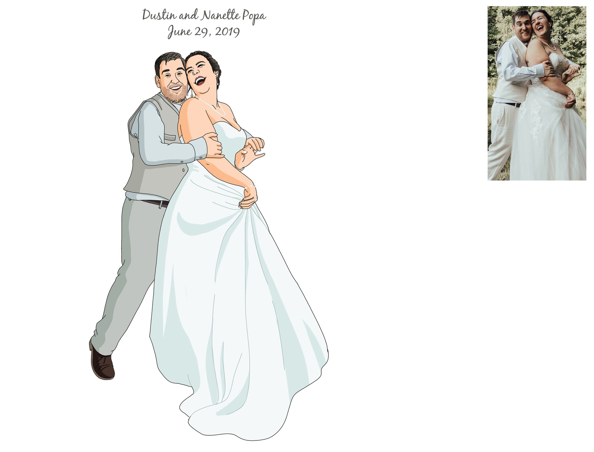 Custom Bridal Party Wedding Portrait - Bride And Groom Cartoon - Bridemaid Groomsmen Gift - Wedding Favor - Make Me A Comic Ltd
