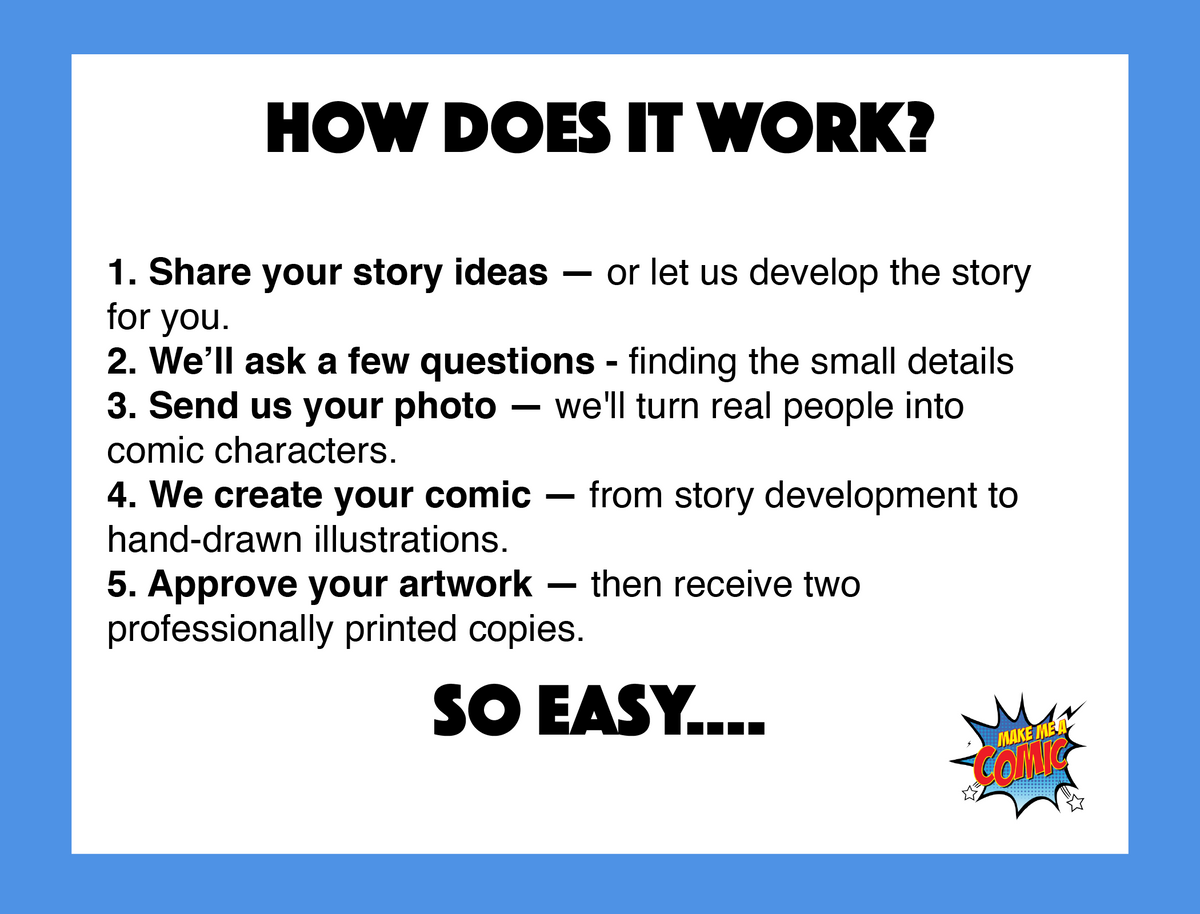 Turn your story into a fully illustrated custom comic book - Make Me A Comic Ltd